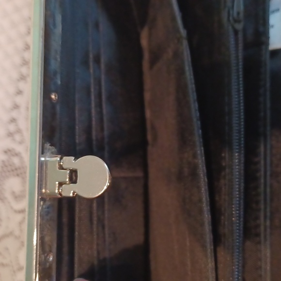 Black Lace & Silver clutch wallet with hinge closure 5796 - Picture 6 of 9